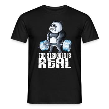 The Struggle is Real Fitness Panda Weightlifting - Men's T-Shirt - black - Front - AI Model Male 178 light (178cm)