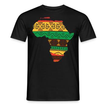 Afrique Carte continent Reggae Rouge Jaune Vert Rasta - T-shirt homme - noir - Devant - AI Model Male 178 light (178cm)