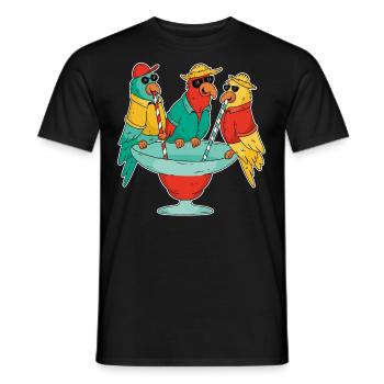 Cocktail Parrot Drinking Holiday Beach Drinking Sea - Men's T-Shirt - black - Front - AI Model Male 178 light (178cm)