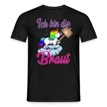 Ich bin die Braut Einhorn Brautjungfern Hochzeit - Männer T-Shirt - Schwarz - Vorne - AI Model Male 178 light (178cm)