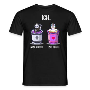 Ich ohne Kaffee Ich mit Kaffee Kaffetrinker Spruch - Männer T-Shirt - Schwarz - Vorne - AI Model Male 178 light (178cm)