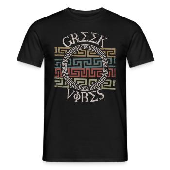Greek pattern, Greece - Men's T-Shirt - black - Front - AI Model Male 178 light (178cm)