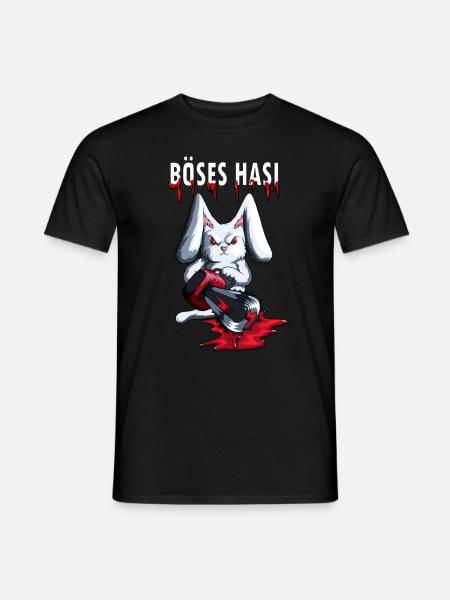 Böses Hasi lustiges Horror Motiv mit Kettensäge - Männer T-Shirt - Schwarz