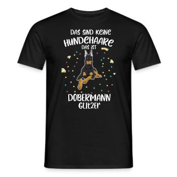 Das sind Hundehaare Dobermann Glitzer Dobi Hund - Männer T-Shirt - Schwarz - Vorne - AI Model Male 178 light (178cm)