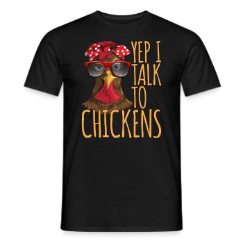 Oui, je parle à poulets agriculteurs ferme poulet - T-shirt homme - noir - Devant - AI Model Male 178 light (178cm)