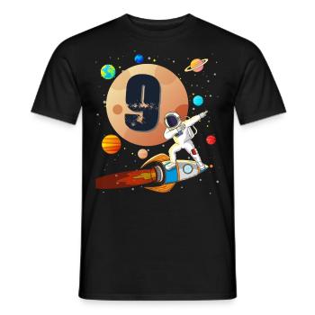 9.Anniversaire pour astronautes jeune fusée lune - T-shirt homme - noir - Devant - AI Model Male 178 light (178cm)