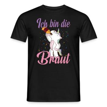 Fabel Einhorn Ich bin die Braut Hochzeit Party - Männer T-Shirt - Schwarz - Vorne - AI Model Male 178 light (178cm)