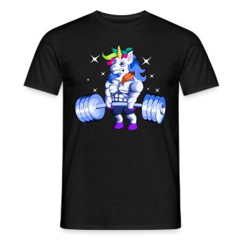 Fitness Unicorn Weightlifting Dumbbell Gym - Men's T-Shirt - black - Front - AI Model Male 178 light (178cm)