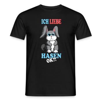 Hase Häschen Kaninchen Ich liebe Hasen ok Nagetier - Männer T-Shirt - Schwarz - Vorne - AI Model Male 178 light (178cm)