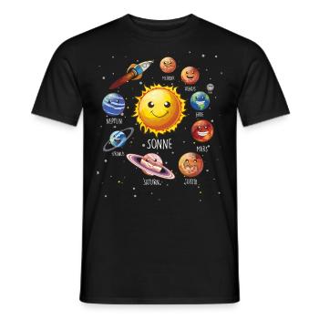 Astronaut Space Planet Universe Solar System - Men's T-Shirt - black - Front - AI Model Male 178 light (178cm)