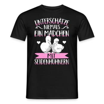 Seidenhuhn Seidenhühner Geschenk Hühner Mädchen - Männer T-Shirt - Schwarz - Vorne - AI Model Male 178 light (178cm)