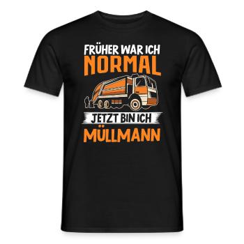 Müllabfuhr Müllauto Müllwagen Müllmann Geschenk - Männer T-Shirt - Schwarz - Vorne - AI Model Male 178 light (178cm)