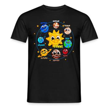 Astronaut Galaxie Planeten Universum Sonnensystem - Männer T-Shirt - Schwarz - Vorne - AI Model Male 178 light (178cm)