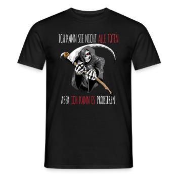 Sensenmann Tot Lustiger Spruch Ironie Sense Spaß - Männer T-Shirt - Schwarz - Vorne - AI Model Male 178 light (178cm)