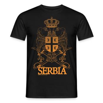 Serbia Coat of Arms - Men's T-Shirt - black - Front - AI Model Male 178 light (178cm)