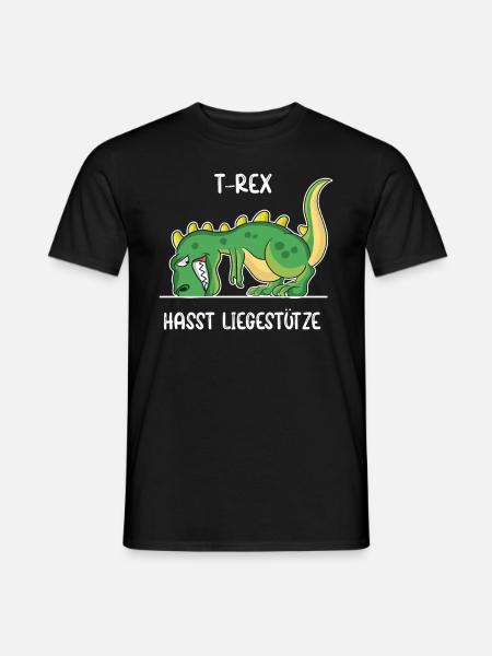 Dino T-Rex mit kurzen Armen mag keine Liegestütze - Männer T-Shirt - Schwarz