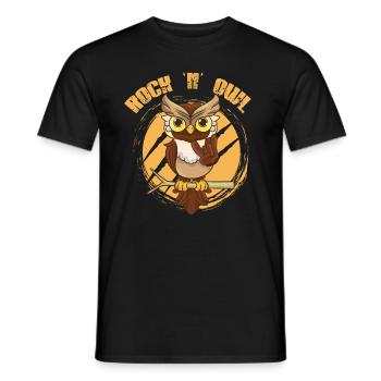 Eule Rock 'n' Owl wie Rock n Roll Born to be Rock - Männer T-Shirt - Schwarz - Vorne - AI Model Male 178 light (178cm)
