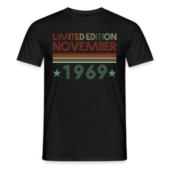 52ème anniversaire Novembre 1969 Idée cadeau - T-shirt homme - noir - Devant - AI Model Male 178 light (178cm)