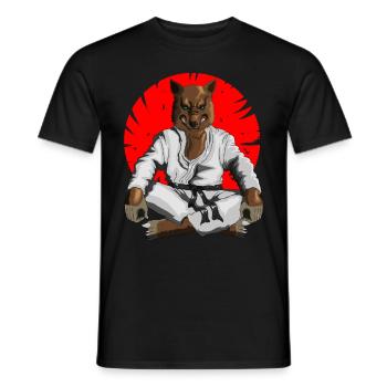 Bad wolf en tenue de combat de karaté pour votre entraînement - T-shirt homme - noir - Devant - AI Model Male 178 light (178cm)