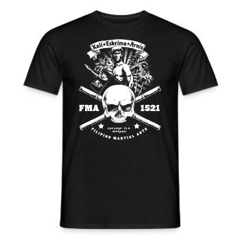 Eskrima Kali Arnis Skull Design - Männer T-Shirt - Schwarz - Vorne - AI Model Male 178 light (178cm)