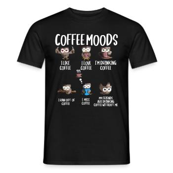 Cooffee Mood Owl Coffee Drinker Cappuccino - Men's T-Shirt - black - Front - AI Model Male 178 light (178cm)