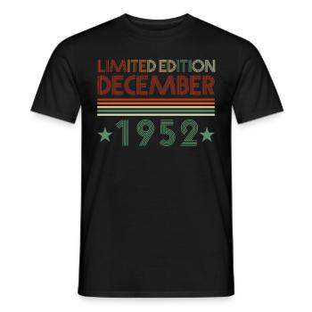 69. Geburtstag Dezember 1952 Geschenkidee - Männer T-Shirt - Schwarz - Vorne - AI Model Male 178 light (178cm)