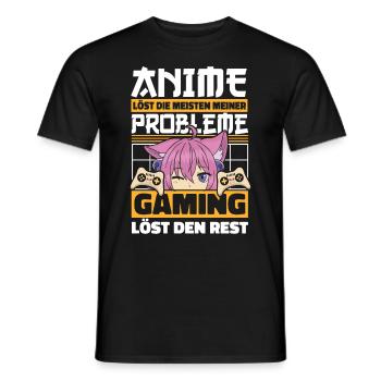 Anime Gamer Zocker Weeb Kawaii Anime Girl Otaku - Männer T-Shirt - Schwarz - Vorne - AI Model Male 178 light (178cm)