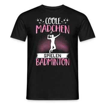 Coole Mädchen Spielen Badminton Geschenk Federball - Männer T-Shirt - Schwarz - Vorne - AI Model Male 178 light (178cm)