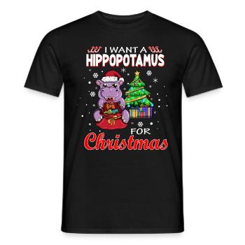 Je veux un hippopotame pour Noël Hippo XMAS - T-shirt homme - noir - Devant - AI Model Male 178 light (178cm)