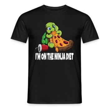 Pizza Turtle Fun Funny Diets Design - T-shirt homme - noir - Devant - AI Model Male 178 light (178cm)