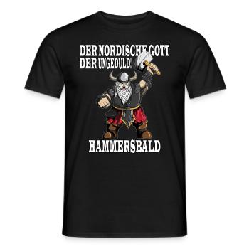 Wikinger Nordische Gott der Ungeduld Hammersbald - Männer T-Shirt - Schwarz - Vorne - AI Model Male 178 light (178cm)