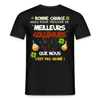 Collègues bonne chance. Meilleurs collègues - T-shirt homme - noir - Devant - AI Model Male 178 light (178cm)