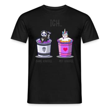 Ich ohne Kaffee Ich mit Kaffee Kaffetrinker Spruch - Männer T-Shirt - Schwarz - Vorne - AI Model Male 178 light (178cm)