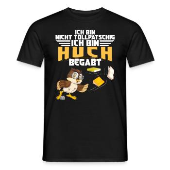 Eule Pechvogel Huch begabt und nicht tollpatschig - Männer T-Shirt - Schwarz - Vorne - AI Model Male 178 light (178cm)