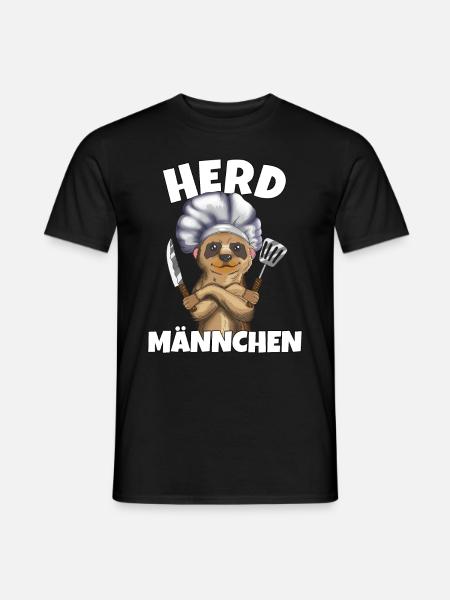 Erdmännchen Herd Männchen Küchenoutfit Kochmotiv - Männer T-Shirt - Schwarz