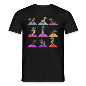 Yoga Dog Dachshund Meditating Pets - Men's T-Shirt - black - Front - AI Model Male 178 light (178cm)