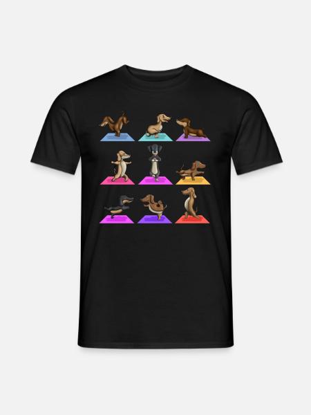 Yoga Race de chien Teckel Méditant Animaux de compagnie - T-shirt homme - noir