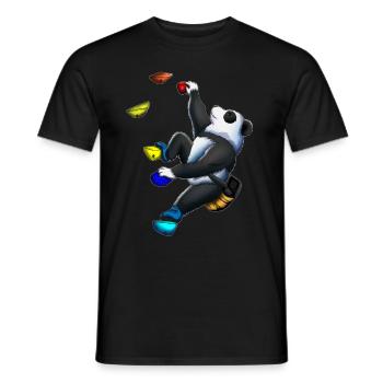 Cute Panda Bear Climbing Climbing Wall Climbing - Men's T-Shirt - black - Front - AI Model Male 178 light (178cm)