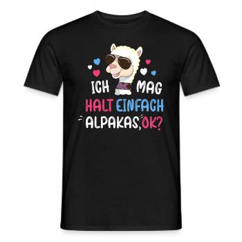 Ich liebe Alpakas Lama Liebhaber Alpakabesitzer - Männer T-Shirt - Schwarz - Vorne - AI Model Male 178 light (178cm)