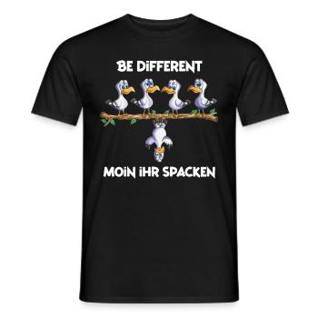 Mouettes Mouettes Seagulls Saying Moin ihr Spacken Allemagne du Nord - T-shirt homme - noir - Devant - AI Model Male 178 light (178cm)