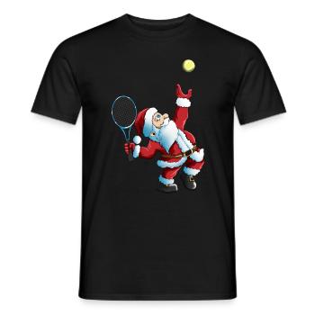 Santa Claus Tennis Game Tennis Racket Xmas - Men's T-Shirt - black - Front - AI Model Male 178 light (178cm)