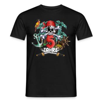 Piraten Kinderkostüm spielen zum 5. Geburtstag - Männer T-Shirt - Schwarz - Vorne - AI Model Male 178 light (178cm)