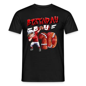 Football player with Foot Ball for his 10th birthday - Men's T-Shirt - black - Front - AI Model Male 178 light (178cm)