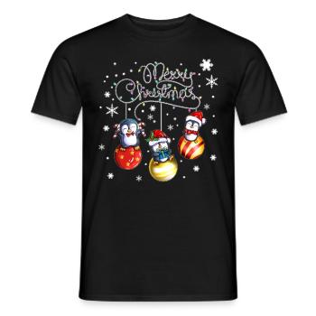 Merry Christmas Penguin Christmas Balls Xmas - Men's T-Shirt - black - Front - AI Model Male 178 light (178cm)