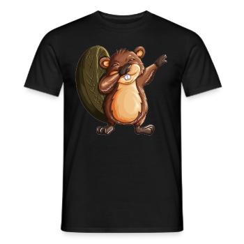 Biber Tanz Tänzer Biber macht Dabbing Kostüm - Männer T-Shirt - Schwarz - Vorne - AI Model Male 178 light (178cm)