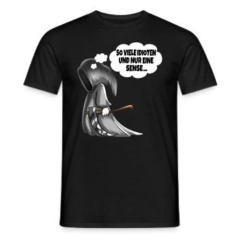 So viele Idioten und nur eine Sense Sensenmann - Männer T-Shirt - Schwarz - Vorne - AI Model Male 178 light (178cm)