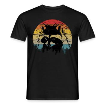Waschbär Racoon Tier Geschenk Frettchen Marder - Männer T-Shirt - Schwarz - Vorne - AI Model Male 178 light (178cm)