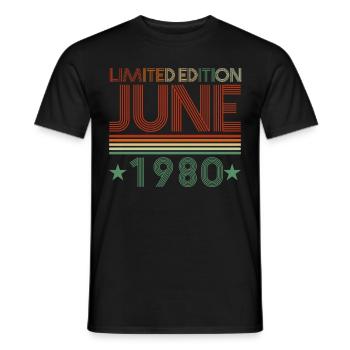 42ème anniversaire Juin né 1980 Idée cadeau - T-shirt homme - noir - Devant - AI Model Male 178 light (178cm)