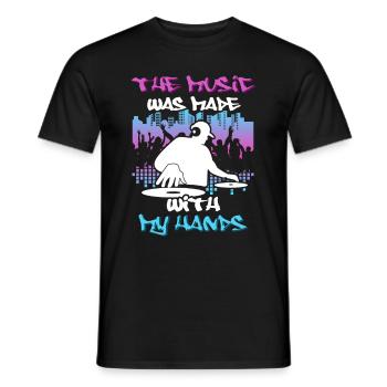 DJ Tshirt pour Party Disc Jockey Rave Techno Mixer - T-shirt homme - noir - Devant - AI Model Male 178 light (178cm)
