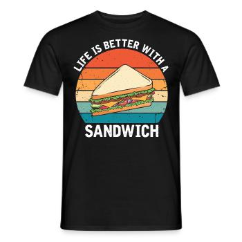 Life is Better with Sandwich Food BBQ - Men's T-Shirt - black - Front - AI Model Male 178 light (178cm)